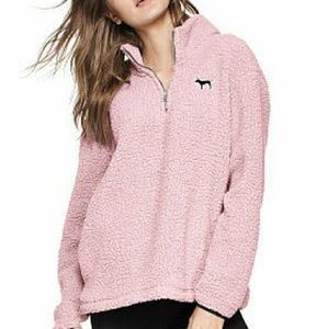 SOLD - NWT PINK Sherpa Boyfriend Quarter-Zip XS